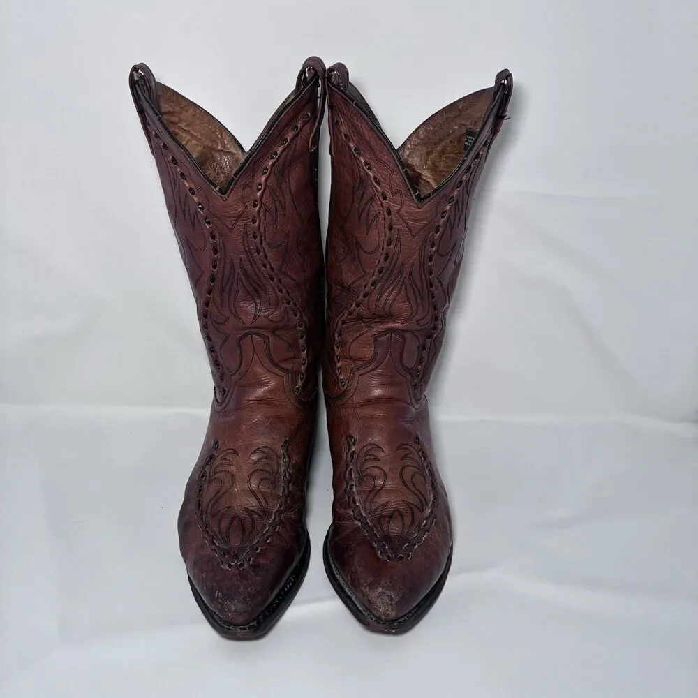 Dan Post Mens Size 9EW DP26644 VTG Phoenix Brown Leather Western Cowboy Boots